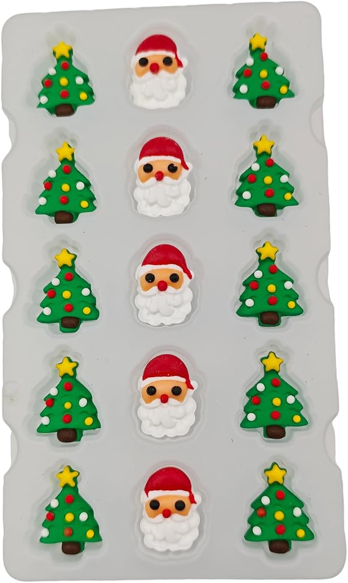 Edible Christmas Themed Sugar Santa Claus cake decorations, Christmas Tree cupcake toppers, perfect Icing Cookies decro for Xmas Gingerbread House, Macaron and Cakecicles Decorating by Clonynix