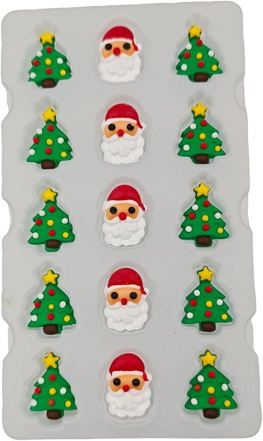 Edible Christmas Themed Sugar Santa Claus cake decorations, Christmas Tree cupcake toppers, perfect Icing Cookies decro for Xmas Gingerbread House, Macaron and Cakecicles Decorating by Clonynix