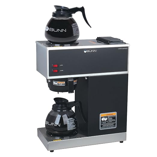 BUNN 33200.0015 VPR-2GD 12-Cup Pourover Commercial Coffee Brewer with Upper and Lower Warmers and Two Glass Decanters, Black, Stainless, Standard by BUNN