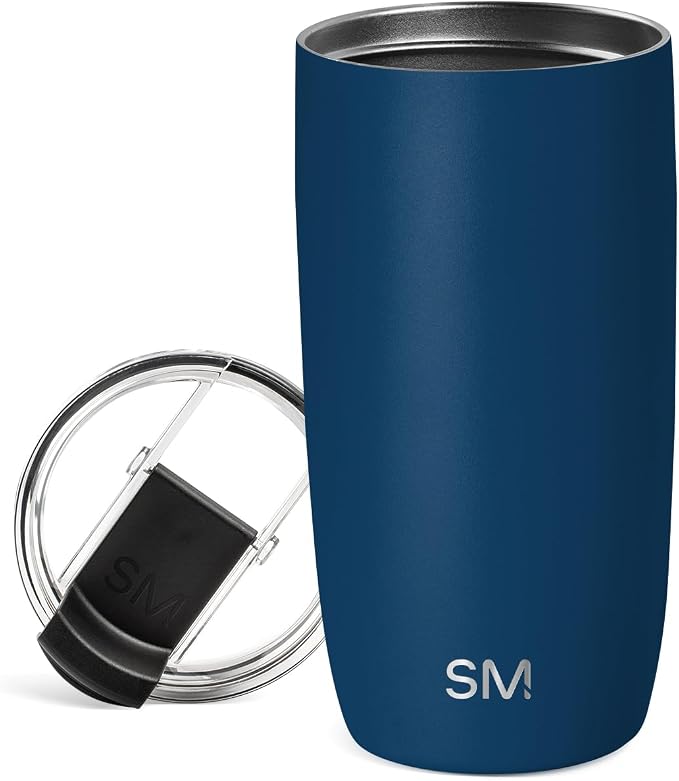 Simple Modern Travel Coffee Mug with Lid | 16oz | Blue | Voyager Coffee Cup, Coffee Tumbler for Hot & Iced Drinks | Insulated Stainless Steel Travel Mug | Slumberland by Unknown