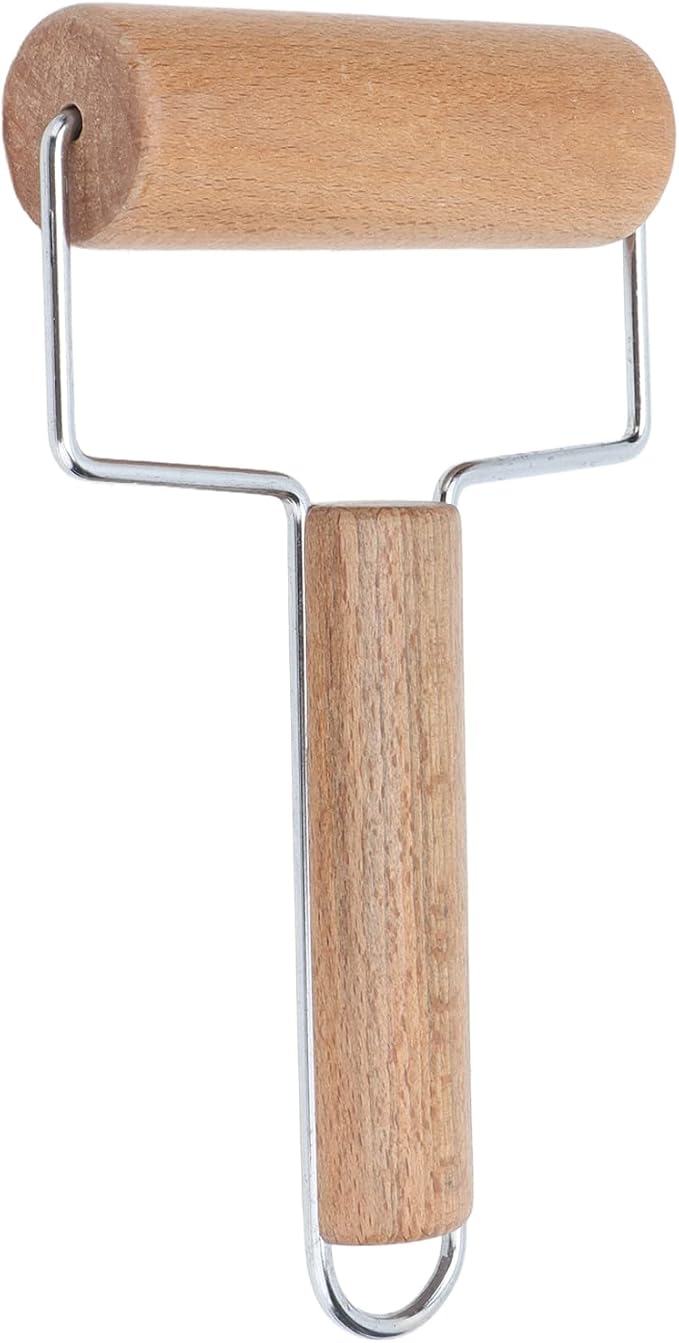 Rolling Pin, Beech Wood and Stainless Steel Dough Roller, Smooth Polished Surface, 160g for Pizza Cake Bread Cookies Baking in Home Kitchen by Unknown