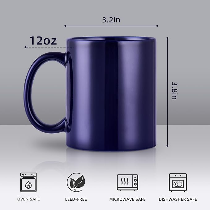 BYCNZB 12oz coffee mug set of 6 Coffee Mugs for Coffee, Tea, Cocoa, Milk（cobalto） - Image 2