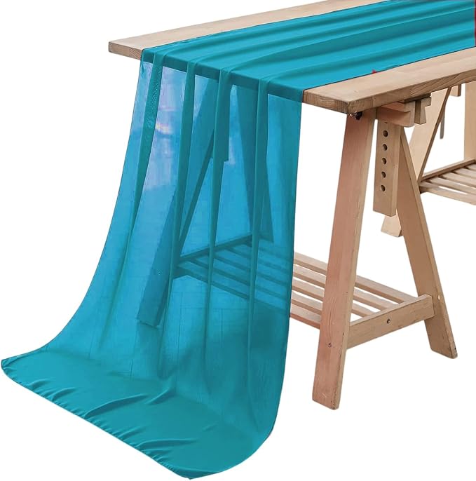 MDS Pack of 20 | Peacock Blue | 10ft Chiffon Table Runner 29x170 Inches Long Romantic Rustic Sheer Gauze Runner for Wedding Bridal Shower Birthday Banquets Engagement Spring Easter Boho Decorationss - Image 8