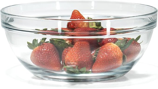 Red Co. 4.2 Quart Fully Tempered Clear Glass Mixing and Prepping Bowl with Safety Rim, Large