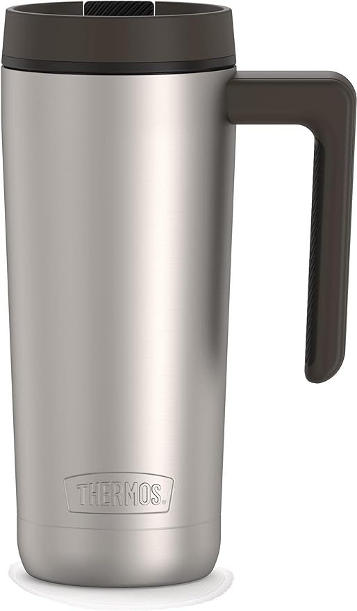 THERMOS ALTA SERIES Stainless Steel Mug 18 Ounce, Matte Steel/Espresso Black by Thermos