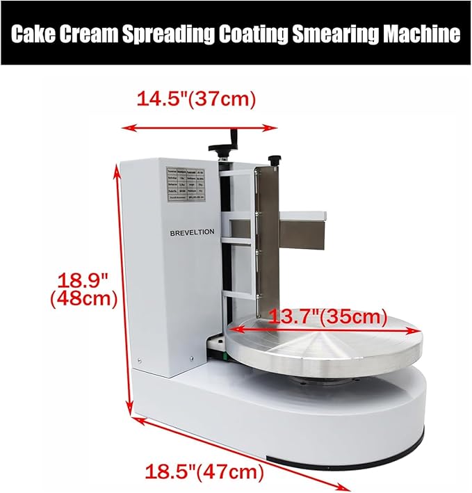 Electric Cake Decorating Machine Cream Coating Spreading Smooth Machine Surface Scraper for 4-12inch Cakes Adjustable Rotating Speed White
