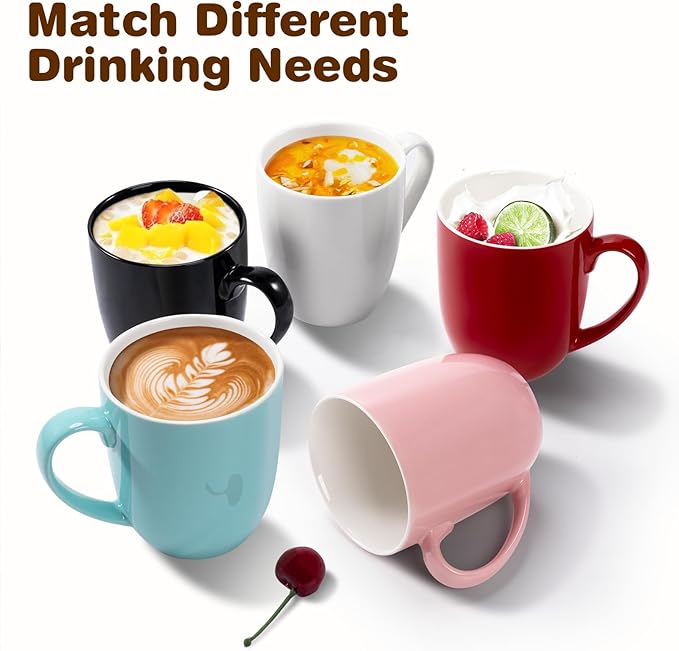 Urbanstrive 16 oz Large Coffee Mugs Set of 4 Ceramic Coffee Mug White Coffee Cups Tea Cups Idea Gift for Women Men House Warming Gifts New Home Office, Red 4 Pack - Image 7