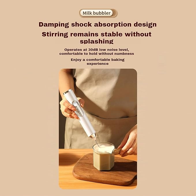 YooHooPo rechargeable milk frother handheld - 3-speed wireless electric whisk for coffee,milk & cream,usb charging