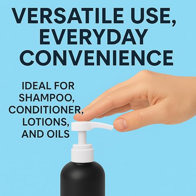 Universal Shampoo/Conditioner Dispenser Pump for Bottles, Leak Proof, Pump Top Fits 1 L/33.8 oz Bottles, 28/410 Neck Size, (White - Pack of 2)