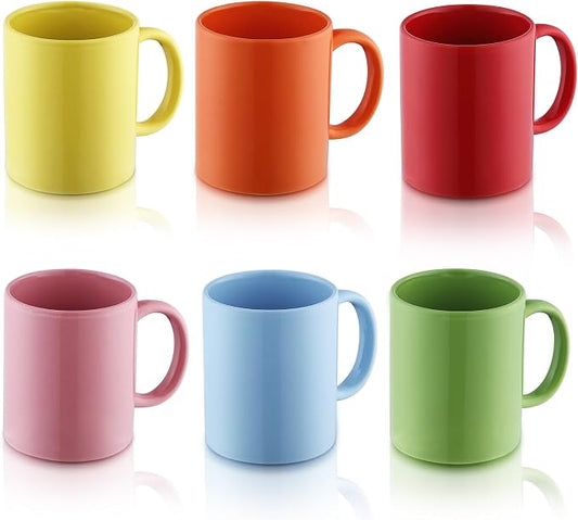 Evanda Coffee Mugs Set of 6 Pieces 12oz, Ceramic Cups with Handle for Latte, Hot Tea, Cappuccino, Mocha, Cocoa, Milk, Dishwasher Safe, Mutil Colors by Evanda