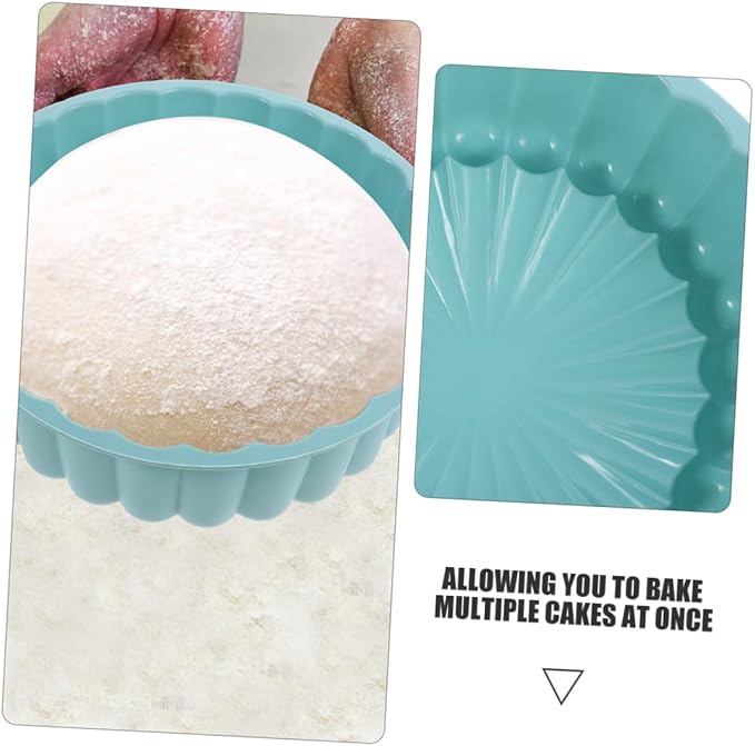 SECFOU 2pcs Food Grade Silicone Cake Pan Round Nonstick for Tart and Cheesecake Baking Up - Image 3