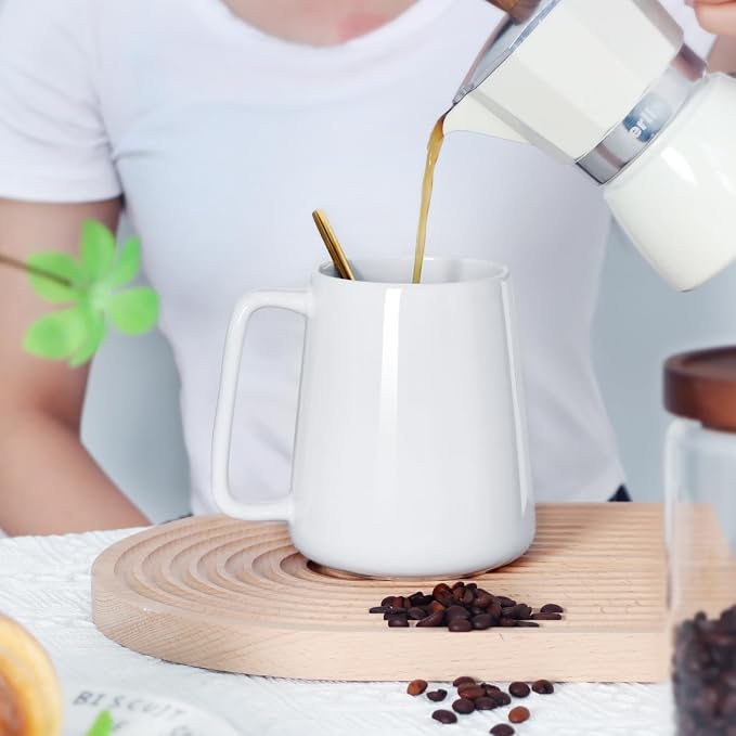 24 OZ Large Coffee Mug, Nice Ceramic Tea Cup with Big Handle for Dad Men Women, Unique Style For Any Kitchen, White - Image 6
