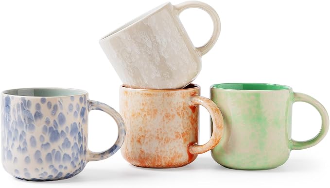 MONITO 12 OZ Coffee Mugs Set of 4, Modern Ceramic Coffee Mugs Set with handle for Tea/Latte/Cappuccino/Milk/Cocoa by MONITO