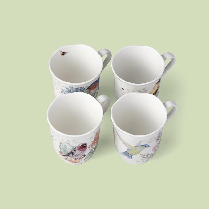 Lenox Coffee Mug Set, Butterfly Meadow Flutter 4-Piece Mugs, Service For 4, 12 Ounce Mug, Chip Resistant White Porcelain, Microwave And Dishwasher Safe, Ceramic Mugs, Coffee Cups (Assorted, 4 Piece) - Image 5