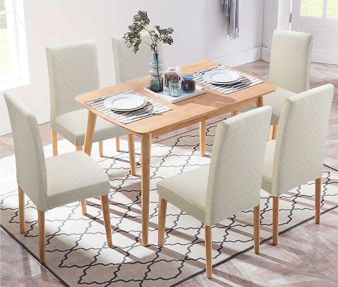 Fuloon 4 Pack Super Fit Stretch Removable Washable Short Dining Chair Protector Cover Seat Slipcover for Hotel, Dining Room, Ceremony, Banquet Wedding Party - Image 2