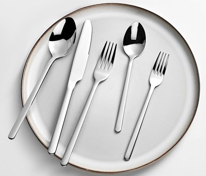 KINGSTONE 30 Pieces Silverware Set, Flatware Cutlery Set for 6, 18/10 Stainless Steel Silverware Utensils Minimalist Design Dishwasher Safe - Image 6