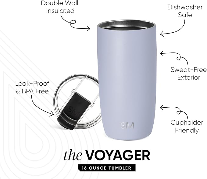 Simple Modern Travel Coffee Mug with Lid | 16oz | Blue | Voyager Coffee Cup, Coffee Tumbler for Hot & Iced Drinks | Insulated Stainless Steel Travel Mug | Dreamscape - Image 2