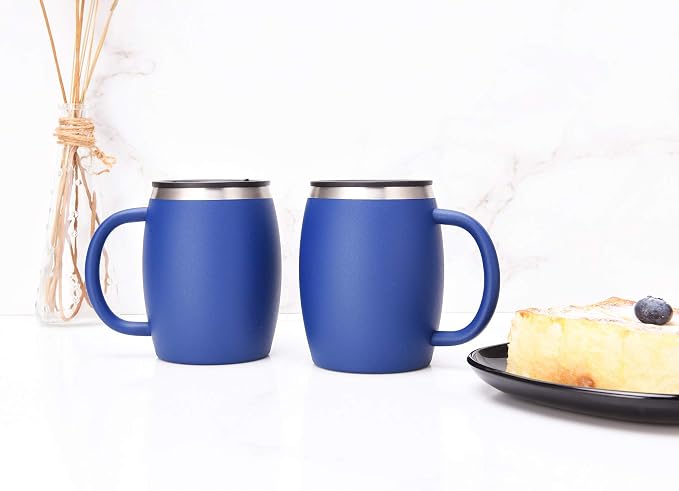 CHILLOUT LIFE Stainless Steel Insulated Coffee Mugs Set of 2 (14oz) – Double Wall Coffee Cups With Spill Resistant Lid & Strong Handle – Shatterproof Cups for Cold Drinks & Hot Beverages - Image 5