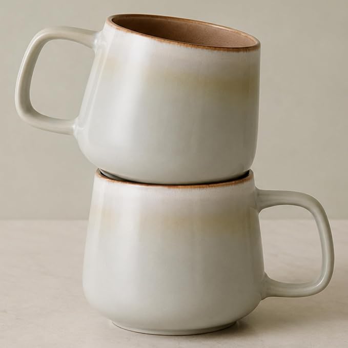 Ava Nord Large Stoneware Ceramic Coffee Mugs Set of 2-20 oz - Sage Ash | Lead-Free, Non-Toxic, Freezer - Microwave & Dishwasher Safe, Comfortable Handle, Aesthetic Nordic Design for Tea, Cocoa by AvaNord