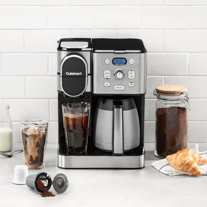 Cuisinart Coffee Center 10-Cup Thermal Carafe Drip Coffee Maker and Single-Serve Brewer with Over Ice Function, Fully Automatic Coffeemaker, Compatible with Single-Cup Pods, Black/Stainless, SS-21NAS - Image 2