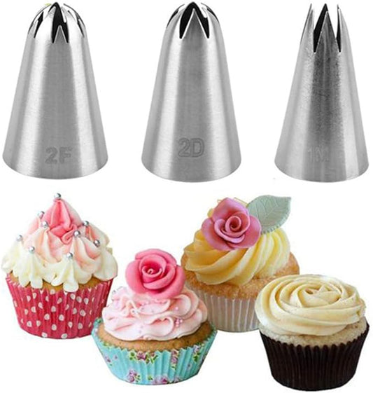 Piping Tips, 3 Pcs Stainless Steel Flower Icing Piping Nozzles Cake Decorating Tips Baking Tool for Cream Cupcake Cookie…