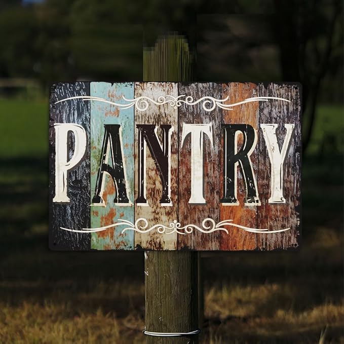 SUPERDANT Pantry Tin Signs Retro Rustic Wood Grain Metal Signs Wall Art Plaque Decor Rectangle Sign for Kitchen Pantry Room Farmhouse Home Bars Restaurants Cafe Pubs Wall Art - Image 7