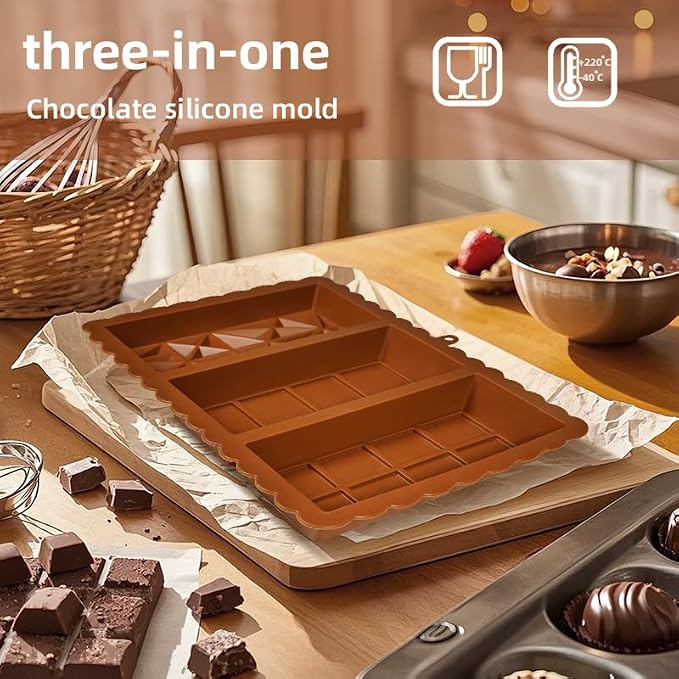 Chocolate Bar Mold - Food Grade Silicone Chocolate Molds, Non-Stick & Easy to Release Deep Mold for Dubai Pistachio Chocolates, Candy, Snacks, Desserts, Resin Art, Dishwasher Safe (2) - Image 5