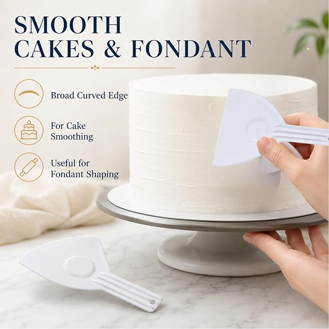 2 Pcs Dough Scraper Cutters, Bread Chopper Separator, Flour Scraper | Two 16.5 x 9.8 cm White Scrapers with 7.5 cm Handles for Dough Dividing, Flour Gathering, Cake Smoothing and Pastry Prep - Image 6
