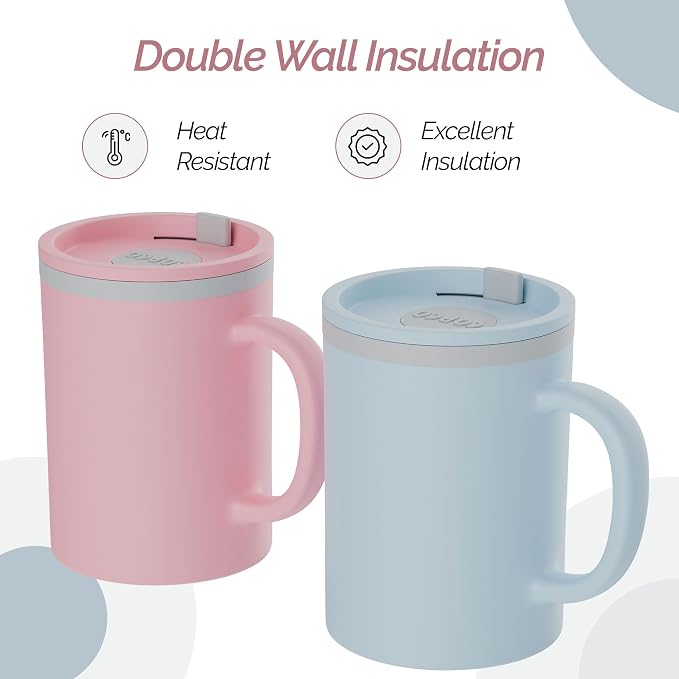 Copco Iconic Desk Mug 16 Oz - Light Blue/Pink, Set of 2 - Image 3