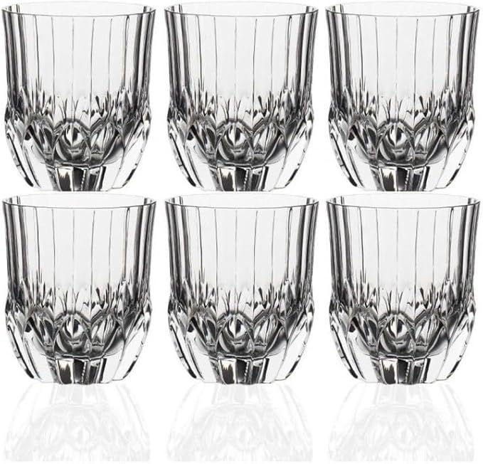 RCR Adagio 6 Piece Crystal Tumbler Glass Set 350 ml Transparent – Luxion® Italian Glassware for Water, Whisky & Soft Drinks, Dishwasher Safe Elegant Drinkware by KARACA
