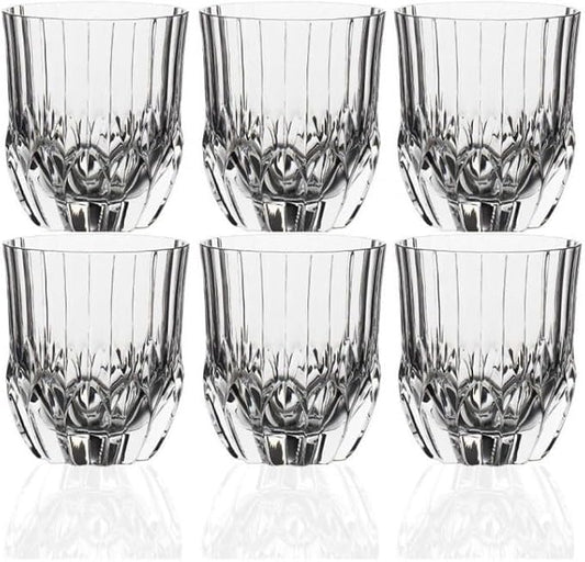 RCR Adagio 6 Piece Crystal Tumbler Glass Set 350 ml Transparent – Luxion® Italian Glassware for Water, Whisky & Soft Drinks, Dishwasher Safe Elegant Drinkware by KARACA