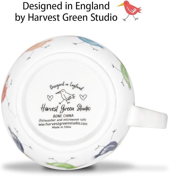 Birds Mugs for Daily Coffee and Tea, Premium 20 oz Bone China Coffee Tea Hug Mug, Perfect Holiday, Birthday and Christmas Gift for Bird Lovers, Designed in England by Harvest Green Studio - Image 5