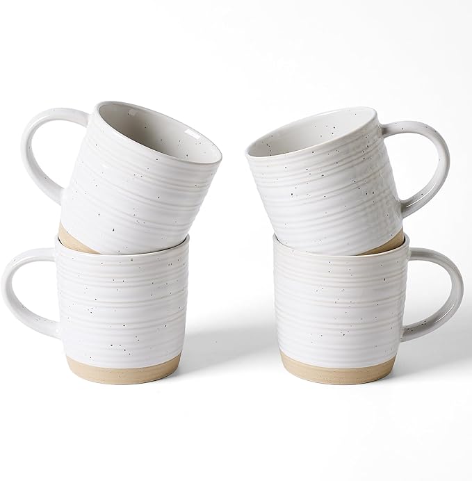 famiware Coffee Mugs Set of 4, 13 oz Mug Set, Ceramic Cup Set with Handle for Coffee, Tea, Cocoa, Milk, Constellation Series, White by Famiware