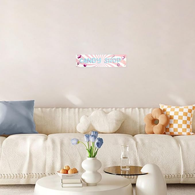 Candy Shop Sign Candy Bar Sign Girl’S Bedroom Decor Retro Wall Decor Vintage Decoration For Home Store Cafe 4×16 Inches - Image 7