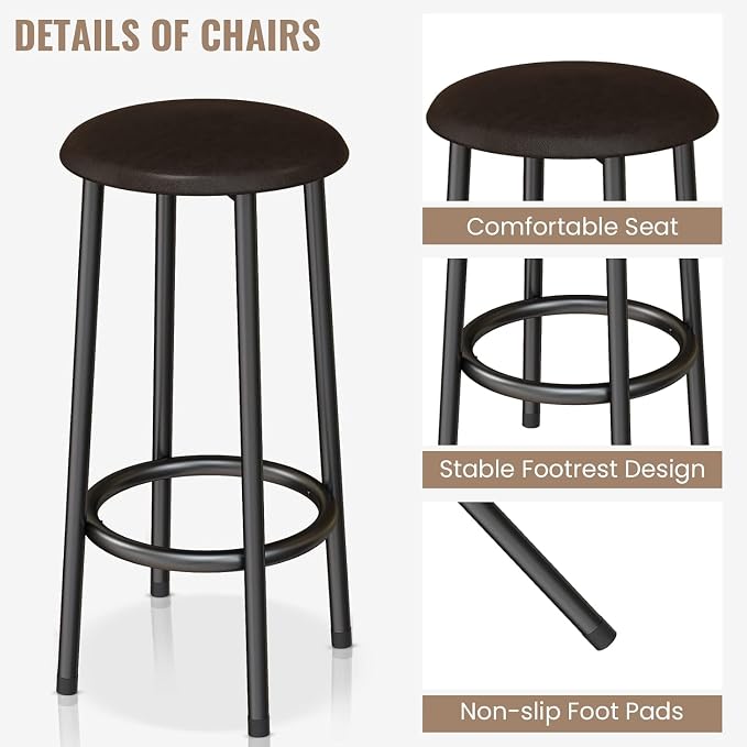 AWQM Kitchen Island with Seating & Storage Shelf, Modern Bar Table and Chairs Set for 2, Wooden Island Table for Kitchen, Dining Table Set for Small Space, White - Image 7