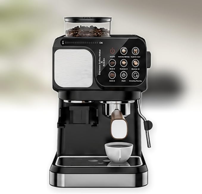 Home Coffee Machine with Grinder Anti-Rust 3-5 Cups | Sleek plastic body available in modern White and Black to fit any kitchen.(Black) by Unknown