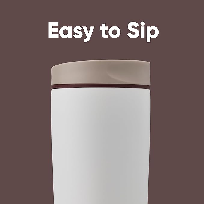 Owala SmoothSip Slider Insulated Stainless Steel Coffee Tumbler, Reusable Iced Coffee Cup, Hot Coffee Travel Mug, BPA Free 20 oz, Vanilla Bean - Image 2