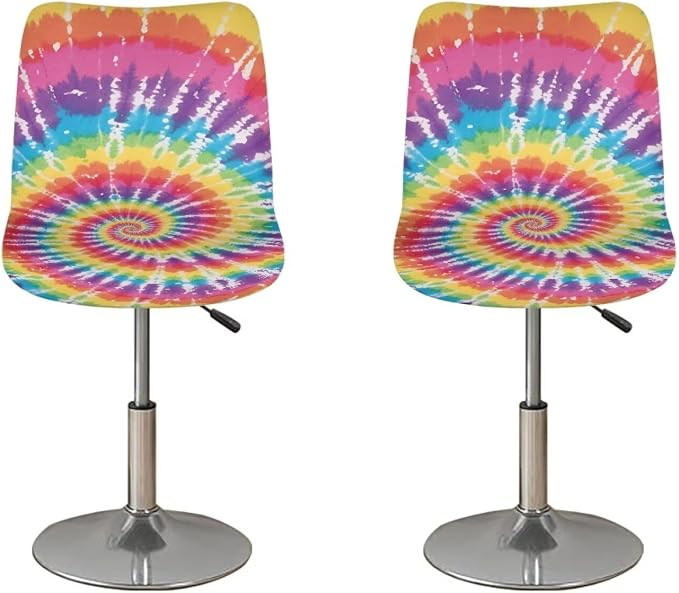 Colorful Tie Dye Bar Stools Covers 2 Pcs Barstool Slipcovers Elastic Stool Cushion Cover Swivel Barstool Covers Slipcovers for Low Short Back by Sellikakes