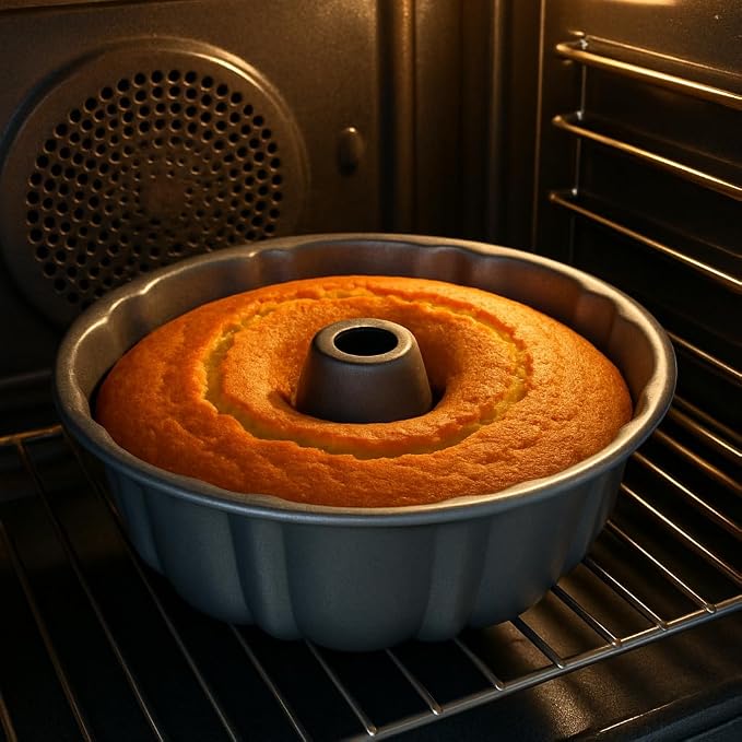 10-Inch Nonstick Cake Pan, Fluted Tube Pan for Pound & Ring Cakes | Heavy duty baking ring mold. Easy release non-stick tin for flawless angel food cake, coffee cakes, and jello molds. - Image 4