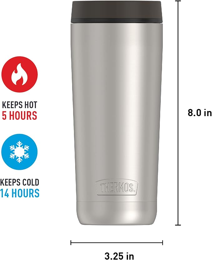 THERMOS ALTA SERIES Stainless Steel Tumbler 18 Ounce, Matte Steel/Espresso Black - Image 7