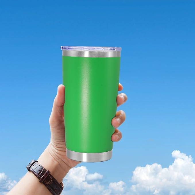 20oz Tumbler Insulated Coffee Tumblers with Lid Stainless Steel Green 1P | 20 oz Tumblers Double Wall Insulated Vacuum 20oz Coffee Mug Leak Proof Tumblers with Lid Powder Coated - Green 1 Pack - Image 7