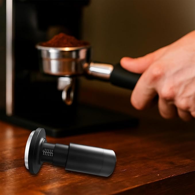 51mm Espresso Coffee Tamper, 2 in 1 Espresso Tamper with WDT Tool, Calibrated Spring Loaded Coffee Tamper, Flat Stainless Steel Base Espresso Tools - Tamper for Espresso Machine, Espresso Accessories