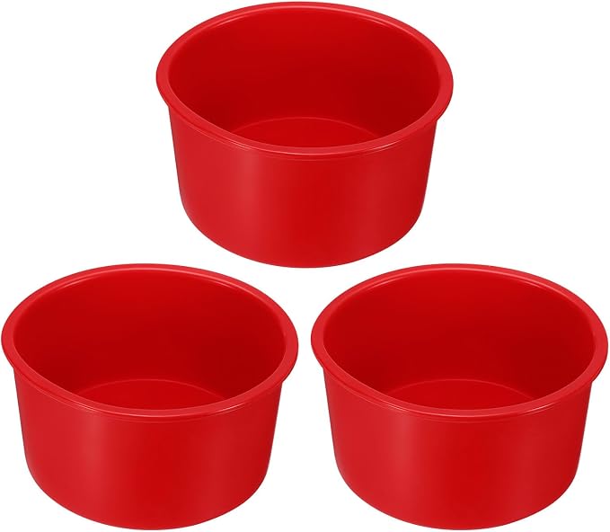 Uxcell 3pcs Round Cake Pans, 4 Inch Silicone Molds for Baking, Nonstick & Quick Release Circle Pans for Layer, Smash and Cheese Cake, Red by uxcell