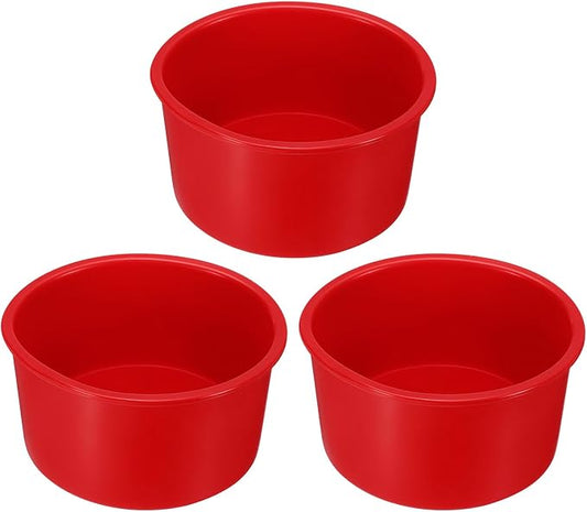Uxcell 3pcs Round Cake Pans, 4 Inch Silicone Molds for Baking, Nonstick & Quick Release Circle Pans for Layer, Smash and Cheese Cake, Red by uxcell