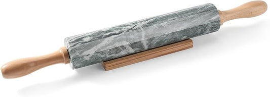 Natural Green Marble Rolling Pin, Non-Stick Polished Dough Roller, Pasta, Dumpling, Fondant, Pie Crust, Bread, Pizza Dough, Kitchen Baking Pastry Tools by Koville