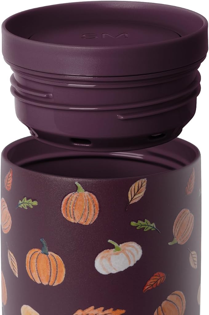 Simple Modern Halloween Travel Coffee Mug 360° Lid | 16oz | Pumpkins | Voyager Ceramic-Lined Insulated Stainless Steel Coffee Tumbler, Iced Coffee Cup, Mug with Lid | Pumpkin & Leaves - Image 4