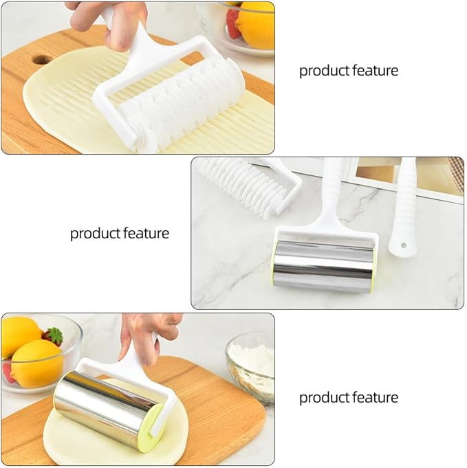 Pizza Roller Needle with Stainless Steel and Plastic Construction 3 Pcs Pastry Needle Wheel Set Easy to Roll and Clean Baking Tools for Pizza Dough Preparation - Image 7