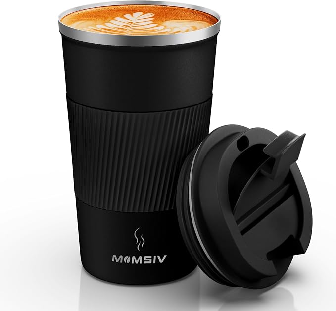 MOMSIV 17oz Travel Coffee Mug, Insulated Coffee Cup with Leakproof Lid | 6-Hour Heat Retention, 360°Leak proof, Vacuum Stainless Steel Double Walled, BPA-free, Reusable And To Go Coffee Mug by MOMSIV