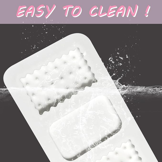 Silicone Cookie Biscuit Mold for Ice Cream Sandwich Cake | 3-Cavity Design, 17.3 x 9.6 cm, Wavy Edge Detail, Baking & Freezing Use, Easy Demolding - Image 9