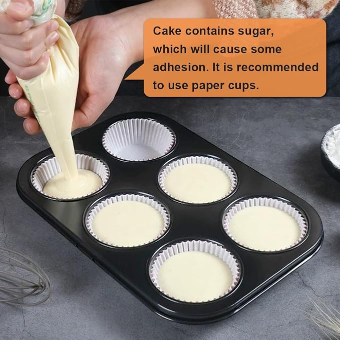 6 Packs Premium Steel Muffin Pan for Baking, Round Muffin Baking Pan, Baking Tray for Muffins, Cupcakes, Brownie(Black - Image 4